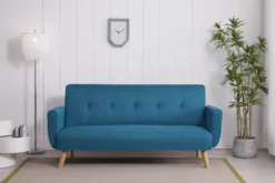 Berlin canapé scandinave convertible 3 places en tissu bleu canard