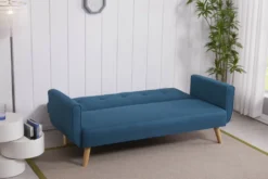 Berlin canapé scandinave convertible 3 places en tissu bleu canard