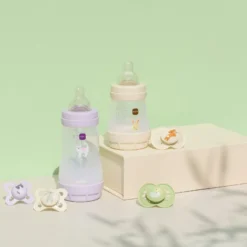 2 biberons easy start anti-colique 260ml lilas+sable tétine débit 2