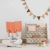 Bibliothèque en tissu recyclé damier beige
