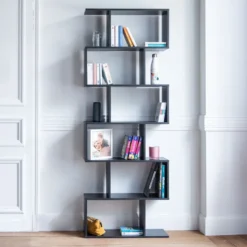 Bibliothèque 6 étagères noire virginia