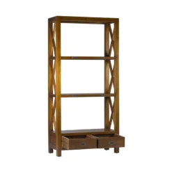 Bibliothèque 2 tiroirs bronze bois