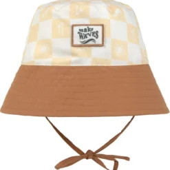 Bob anti-uv motifs à carreaux vanille et écru vanilla et sea salt (7-18 mois)