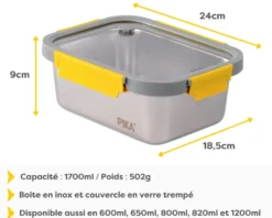 Boite alimentaire inox metalshock 1780ml - pika