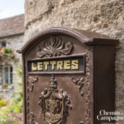 Boite aux lettres murale extérieure jardin fonte marron 45cm