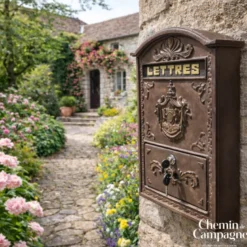 Boite aux lettres murale extérieure jardin fonte marron 45cm