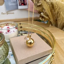 Bola de grossesse or perle et quartz