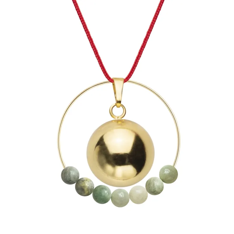 Bola jade & cordon rouge