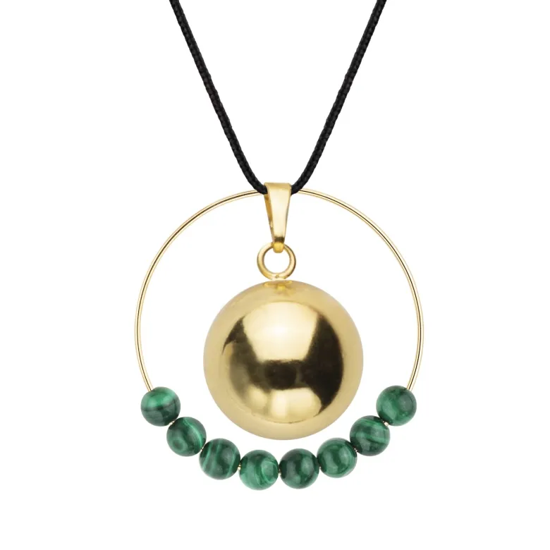 Bola malachite & cordon noir