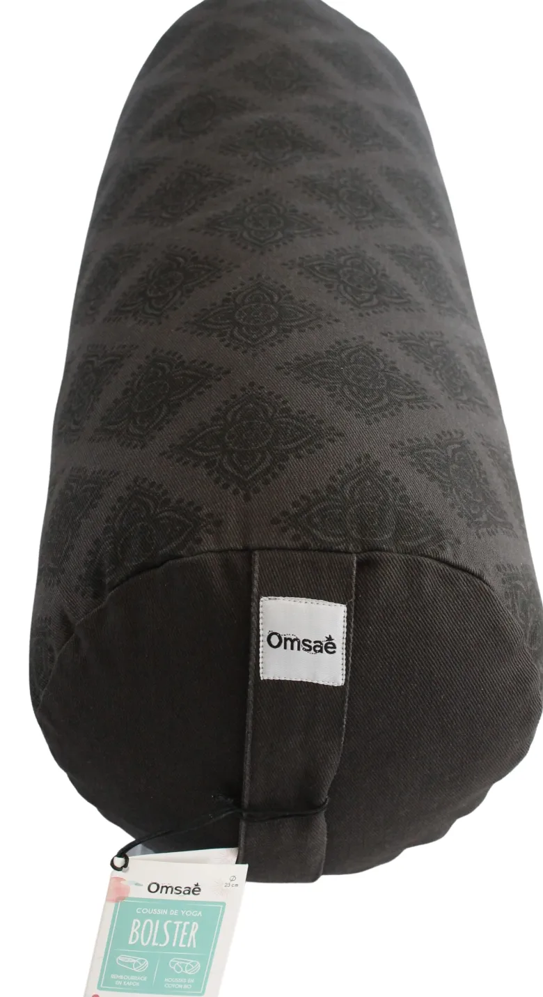 Bolster de yoga noir en kapok