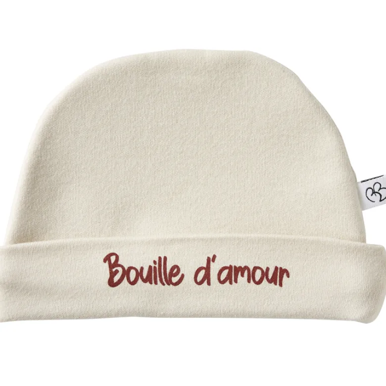 Bonnet de naissance bouille d'amour sable (naissance)
