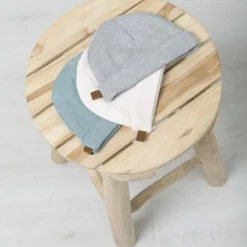 Bonnet de naissance en coton bio melange stonegreen (0-3 mois)