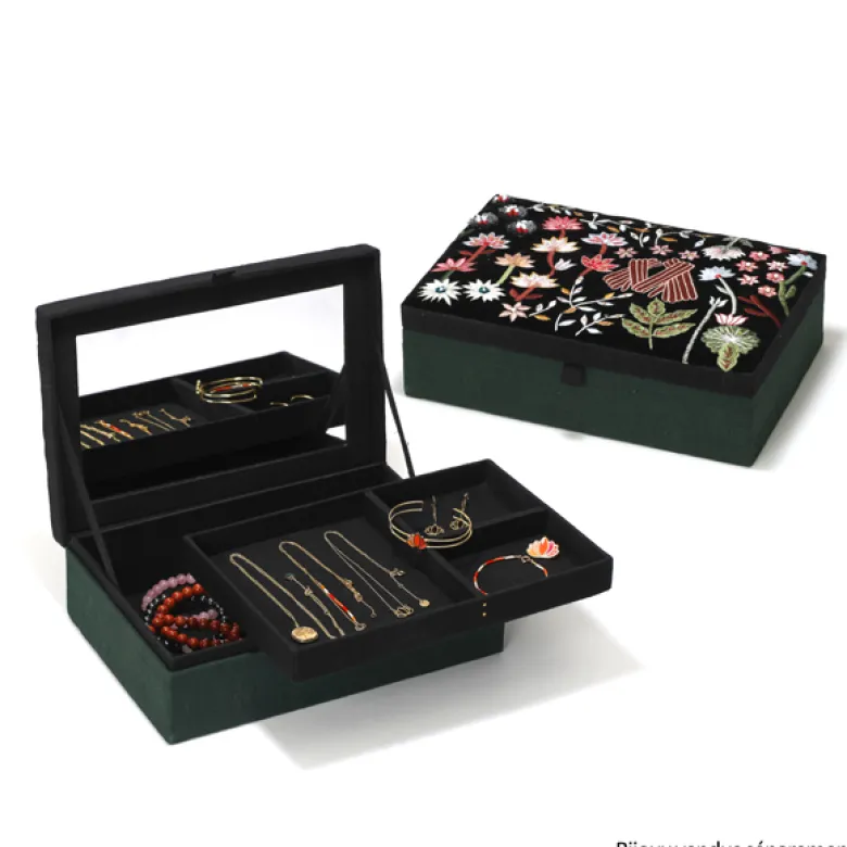 Boîte à bijoux brodée
