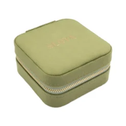 Boîte à bijoux velours vert olive