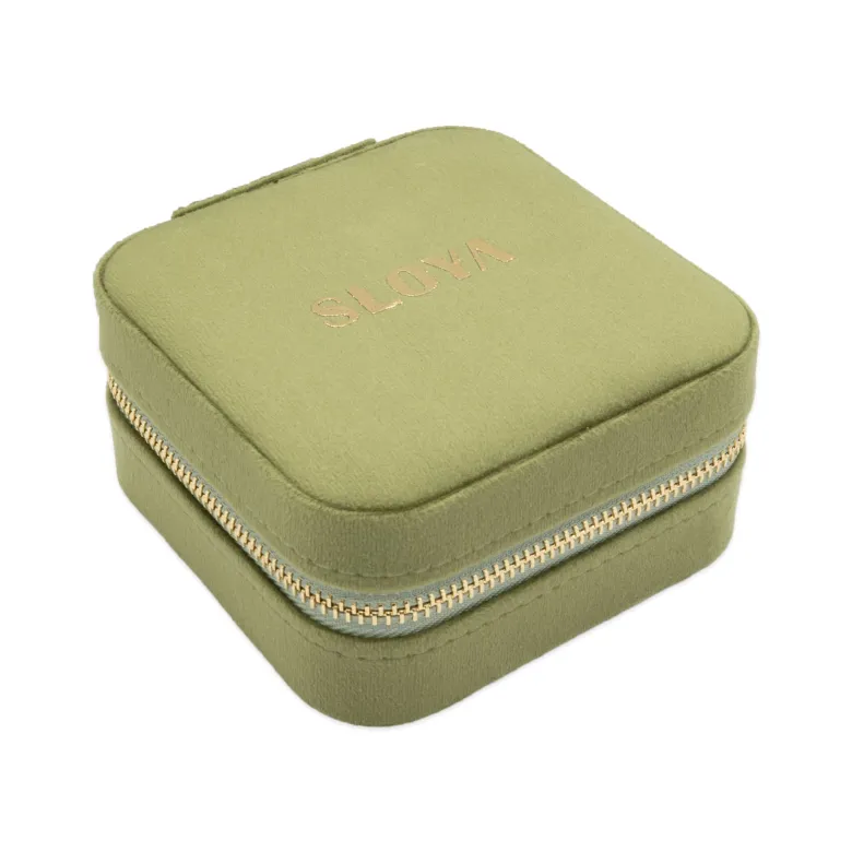 Boîte à bijoux velours vert olive