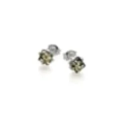 Boucle d'oreille argent ambre verte