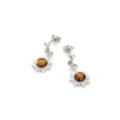 Boucle d'oreille argent ambre
