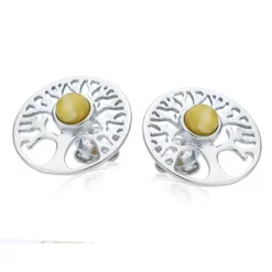Boucle d'oreille argent ambre