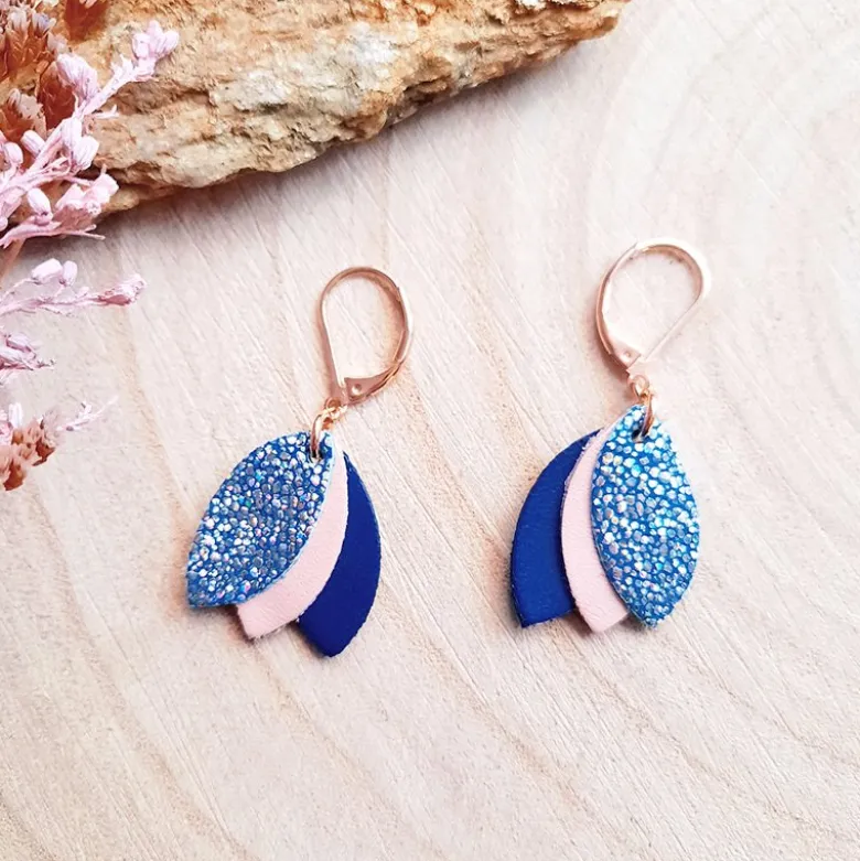Boucle d'oreille bois chouchous sirène