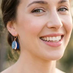Boucle d'oreille bois chouchous sirène