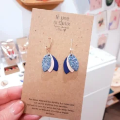 Boucle d'oreille bois chouchous sirène