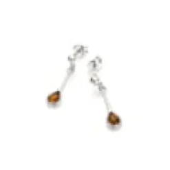 Boucle d'oreille moderne argent ambre