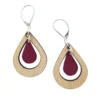 Boucles amande prune en bois et cuir