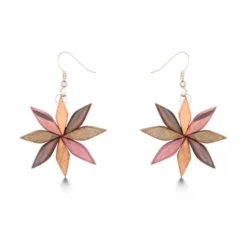 Boucles d'oreille en bois multicolore