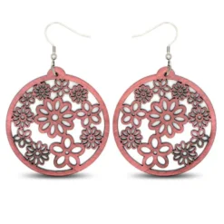 Boucles d'oreille en bois multicolore