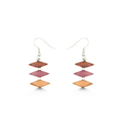 Boucles d'oreille en bois multicolore