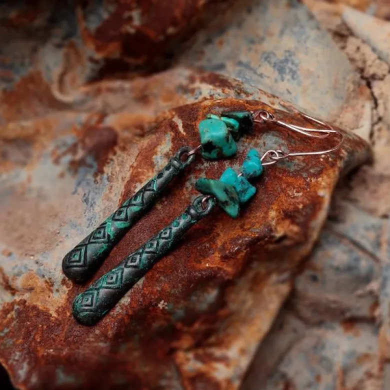 Boucles d'oreille en turquoise africaine