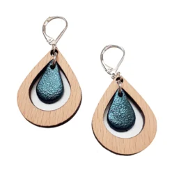 Boucles d'oreilles amande bleu pétrole