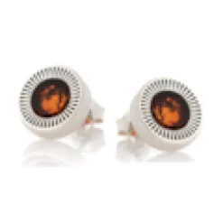 Boucles d'oreilles argent ambre