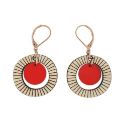 Boucles d'oreilles en bois bulle rouge