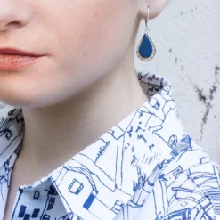 Boucles d'oreilles en bois goutte marine