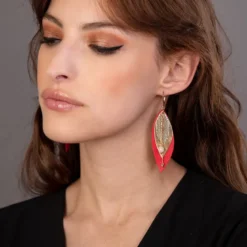 Boucles d'oreilles en cuir pop rouge