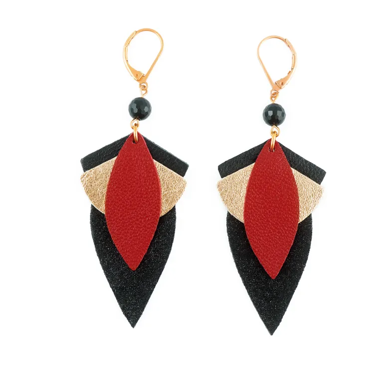 Boucles d'oreilles grand lotus rouge