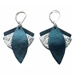 Boucles d'oreilles lotus bleu pétrole