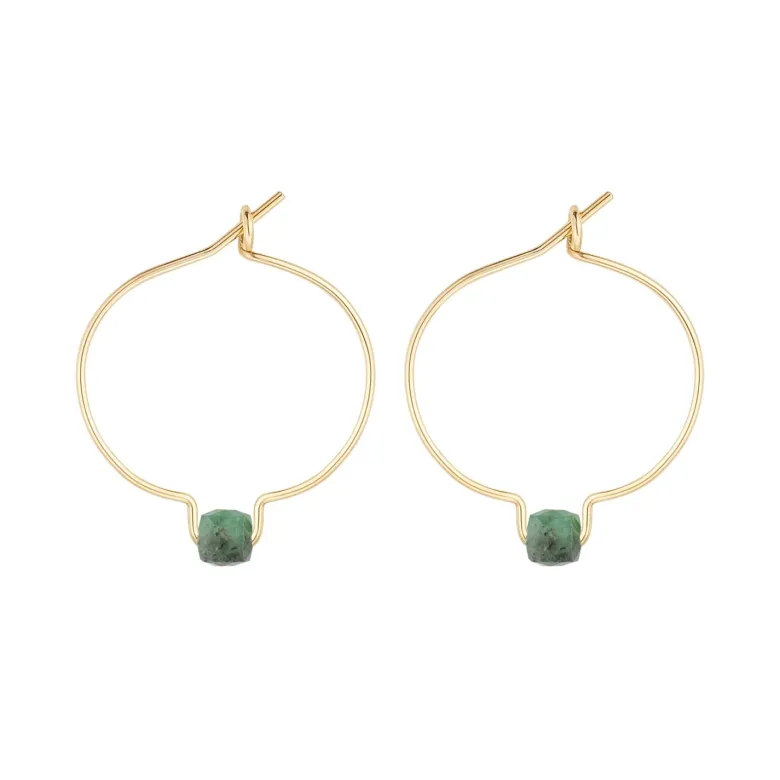 Boucles d'oreilles émeraude & or