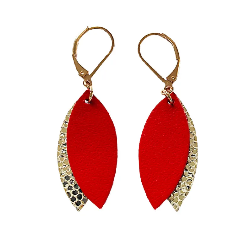 Boucles d'oreilles mini-pétale rouge