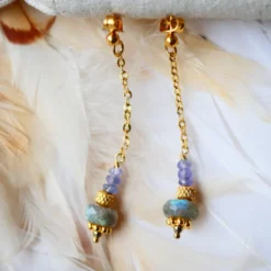 Boucles d'oreilles neer - tanzanite et labradorite - intuition et protection