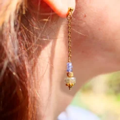 Boucles d'oreilles neer - tanzanite et labradorite - intuition et protection