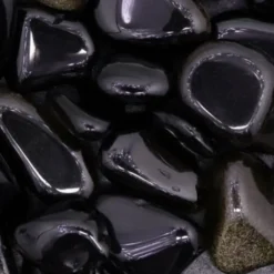 Boucles d'oreilles obsidienne luna or