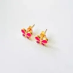Boucles d'oreilles papillon rose et violet or
