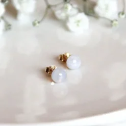 Boucles d'oreilles pierre de lune iris or
