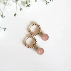 Boucles d'oreilles pierre de soleil ariane or