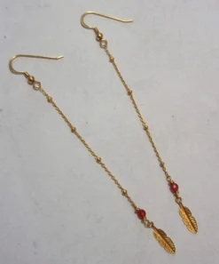 Boucles d'oreilles plumes cornaline