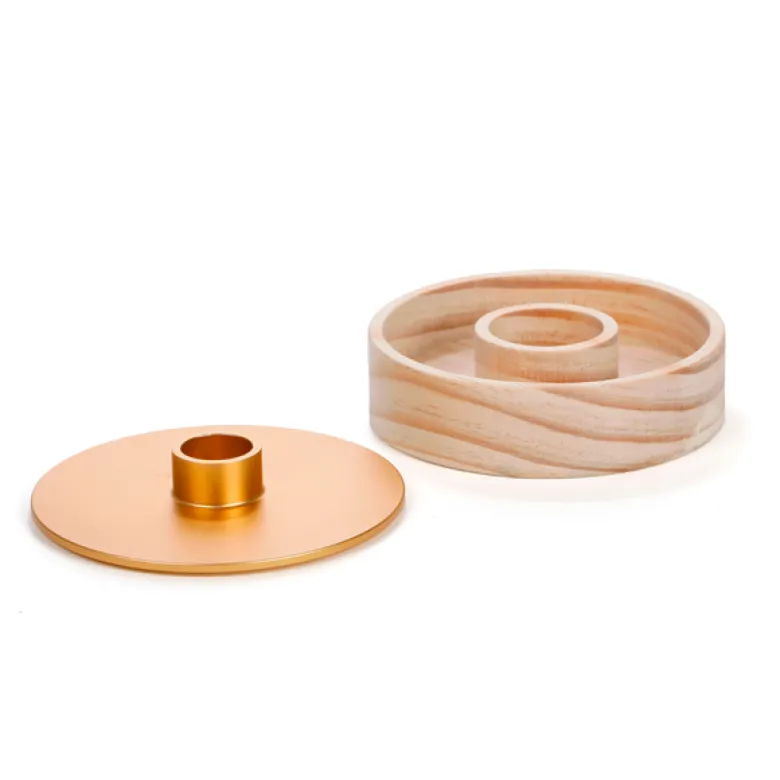 Bougeoir 2 en 1 bois et métal