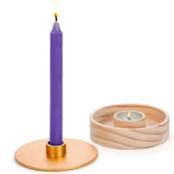 Bougeoir 2 en 1 bois et métal