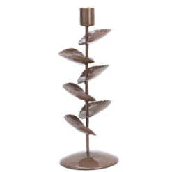 Bougeoir en métal feuilles 26 cm
